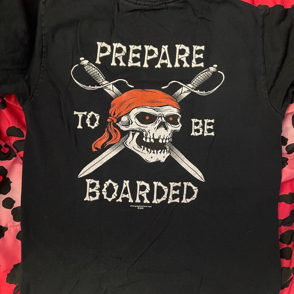 Y2K Black Pirate Skull Graphic T-Shirt